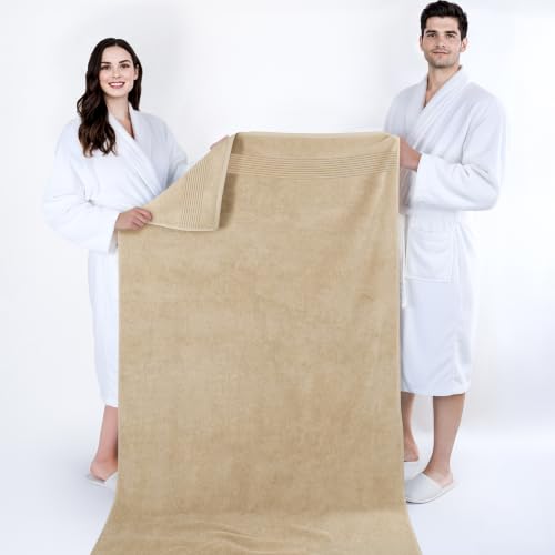 Cotton Paradise 100% Cotton Turkish Towel Set, Soft Absorbent Quick Dry, 2 Piece 35x70 Bath Sheet Set, Beige - color: Beige, size: 2 PC SET (35x70")
