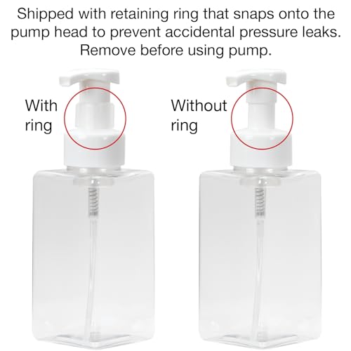 Ginger Lily Farms Foaming Soap Dispenser, Refillable Plastic Pump Bottles for Liquid Hand Soap, 15 oz. Clear Bottle with White Pump, 2-Pack - style: 15 Oz Clear