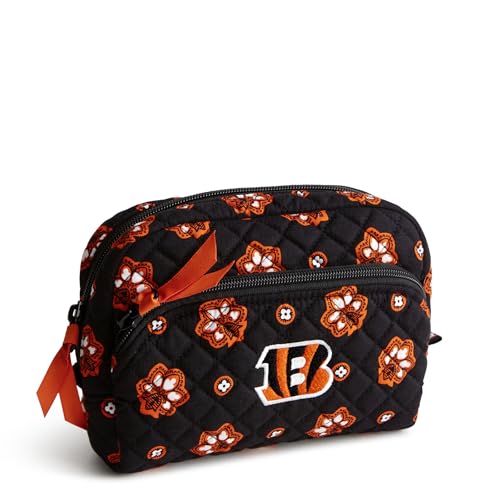 Vera Bradley Women's Cotton Nfl Medium Cosmetic Makeup Organizer Bag (Multiple Teams Available) - color: Black/Orange Bandana with Cincinnati Bengals, size: One Size