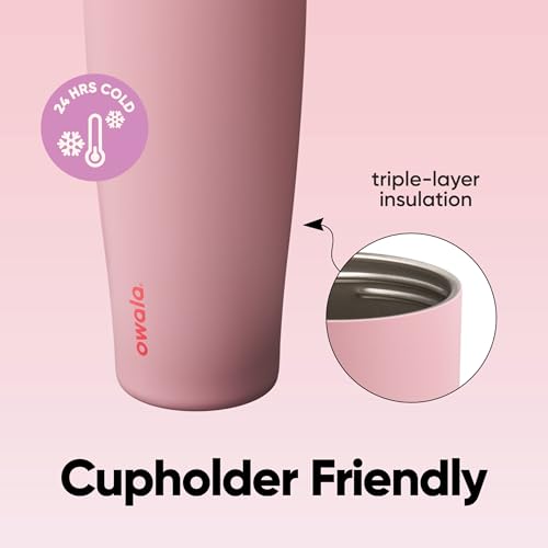 Owala FreeSip Tumbler Insulated Stainless Steel Water Bottle with Built-in Straw and Side Handle, For Travel, Work, School, and Sports, 40oz, BPA Free, Leak Proof, Angel Food Cake - color: Angel Food Cake, size: 40 Ounces
