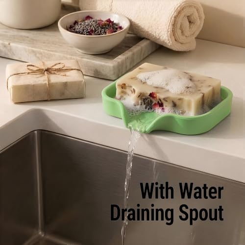 Zulay Kitchen Small Silicone Sponge Holder (4.9x3.3”) – Space-Saving Sink Organizer Tray for Sponge, Soap, Brush & More – Compact Non-Slip Dish for Kitchen & Bathroom (Jade Green) - color: Jade Green (Small), size: Small (4.9x3.3)