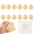 24 Pcs Mini Natural Loofah Sponges, 12 Pcs 2 Inch Single Wrapped Egyptian Loofah Bath Sponge with 12 Travel Pouches, Exfoliating Shower Scrubber for Body Face Skin Care & Kitchen Cleaning