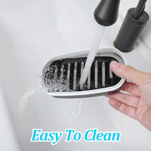 Shampoo Bar Holder Leak-Proof Travel Soap Case Black Soap Dish with Draining Layer, Multi-Use Large Soaps Box for Shampoo Bars Travel, Camping, Gym, Bathroom