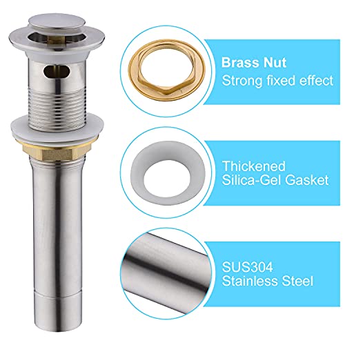 CREA Bathroom Sink Drain, Bathroom Sink Stopper with Drain Hair Catcher Pop Up Drain 1 1/2" for Bathroom Vanity Kitchen Sink with Overflow, Brushed Nickel - color: Brushed Nickel
