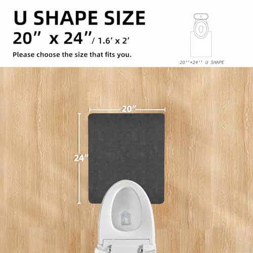 TYUU Toilet Rug, Thin Toilet Rugs U Shaped Washable Non Slip Absorbent Quick Dry Low Pile Toilet Mat, 20"x24" U Shape Dark Grey - color: Dark Grey, size: 1'8" X 2' (U-Shape)