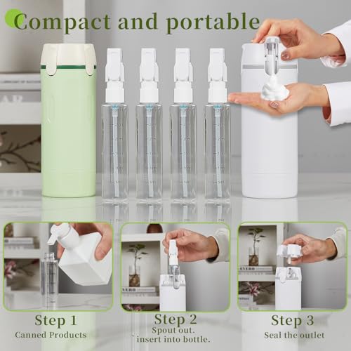 4 in 1 Travel Dispenser Bottle Refillable Leak Proof and Portable for Shampoo, Conditioner, Shower Gel & Toiletries Perfect for Vacation, Camping & Gym. (White) - color: White