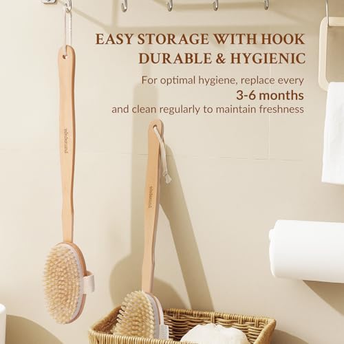 Body Brush, Detachable Long-Handle Bath Brush, Unisex Cleansing Brush, Efficient Exfoliating Massage, Oval Brush Head, 2 Pack - size: Oval - Detachable