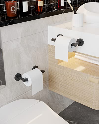 RARXTR Matte Black 2 Pack Toilet Paper Holder SUS304 Stainless Steel Double Post Pivoting Toilet Paper Roll Holder Wall Mounted Toilet Tissue Holder for Commercial Bathroom RV - color: Matte Black, size: Wall Mount 2 Pack