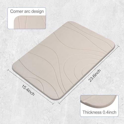 Stone Bath Mat, 2 Pack Diatomaceous Earth Shower Mat, Non-Slip Super Absorbent Quick Drying Bathroom Floor Mat, 24x15, Greyish White - color: Greyish White, size: 24" x 15" (2 Pack)