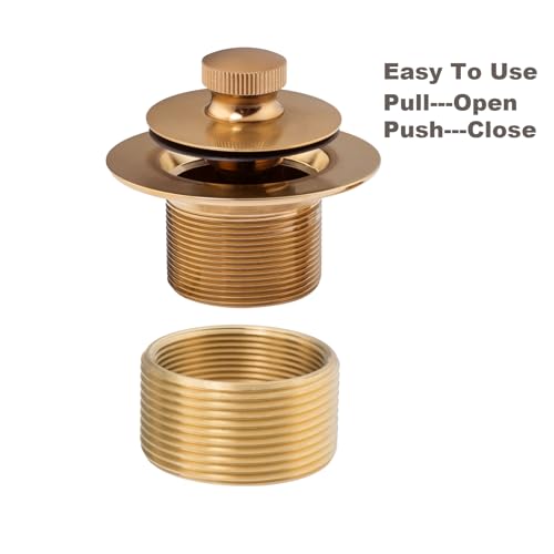 Artiwell Push & Lock Tub Trim Set with Single-Hole Overflow Faceplate, Bathtub Conversion Kit Assembly with Conversion Bar, Universal Fine/Coarse Thread, No Putty Installation (Brushed Gold) - color: Brushed Gold