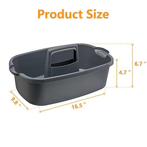 Goderewild 2-Pack Multi-Purpose Plastic Cleaning Caddy with Handle, Shower Caddy Organizer - Storage Basket/Totes Portable for Bathroom Supplies, Cleaning Products, Under Sink Tool. (Gray) - color: Grey×2, size: 2 Pack