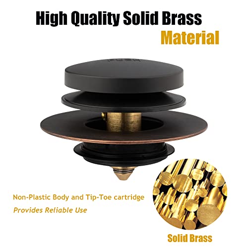 Artiwell Universal Tip Toe Bath Drain Stopper and Cover, Bathtub Drain Stopper, Replaces Lift and Turn, Tip-Toe and Trip Lever drains for Tub, EZ Installation and Clearing (Oil Rubbed Bronze) - color: Oil Rubbed Bronze