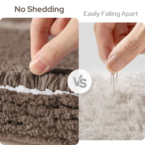 HOMEIDEAS Brown Bathroom Rugs, 2 Piece Super Soft and Absorbent Microfiber Tufted Bath Mats, Non-Slip and Machine Washable Bath Rugs - color: Brown