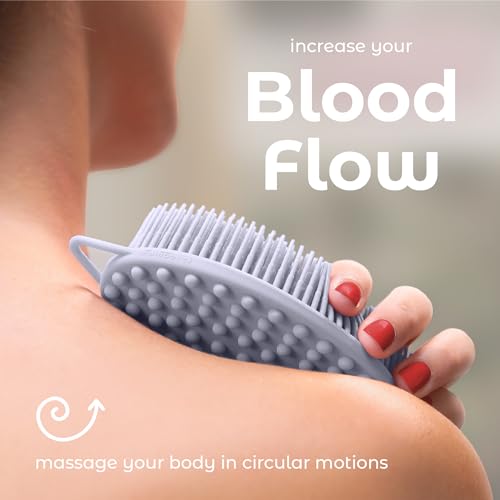 MainBasics Silicone Body Scrubber Dual-Sided, Frosted Sky, Massage | Shower Scrubber with Massage Nodes, Silicone Loofah Alternative for Deep Clean - color: Frosted Sky, size: Massage