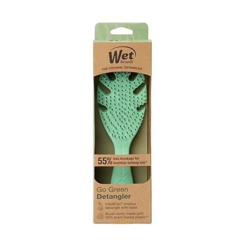 Wet Brush Go Green Hair Detangler Brush, Green - Detangling Hair Brush - Ultra-Soft IntelliFlex Bristles Glide Through Tangles & Gently Loosens Knots While Minimizing Pain, Split Ends & Breakage - color: Green, size: 1 Count (Pack of 1)