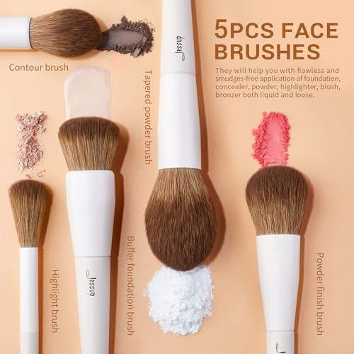 Jessup Makeup Brushes 14Pcs Makeup Brush Set Premium Synthetic Powder Foundation Contour Blush Concealer Eye Shadow Blending Liner Make Up Brush Kit Light Grey T329 - color: A-Light Grey-14pcs, size: Full Brush Set