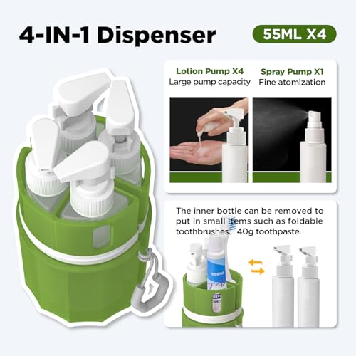 Travel Bottles for Toiletries, TSA Approved Travel Shampoo and conditioner Bottles with Suction Cups, Green - color: Green