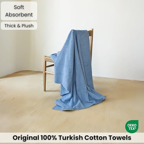 SALBAKOS Luxury 100% Turkish Cotton Bath Sheets 40x80 in Oversized Extra Large Bath Towels | Premium Hotel Quality Thick Soft Absorbent Turkish Towel for Spa Beach (Pack of 1, Blue, Jumbo Bath Sheet) - color: Blue, size: Jumbo Bath Sheet