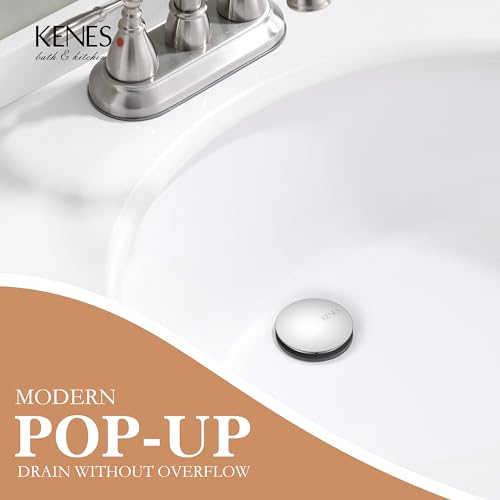 KENES Bathroom Vessel Sink Pop Up Drain Assembly Without Overflow, Chrome Bathroom Vanity Sink Drain Stopper, Anti-Clogging Drain Strainer, KE-P300A-5 - color: Chrome, size: Big Pop up Cap (Without Overflow)
