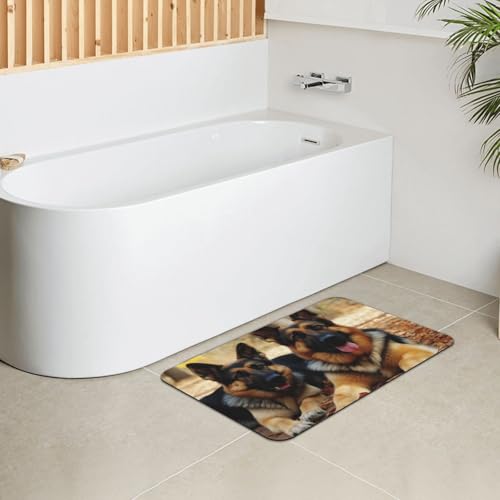 Stone Bath Mats for Bathroom Diatomaceous Earth Bath Mat Super Absorbent Floor Mat German Shepherd Dog Stone Drying Mats Quick Drying Diatomite Shower Mat for Bathtub Pad 15.7x23.6in - color: German Shepherd Dog