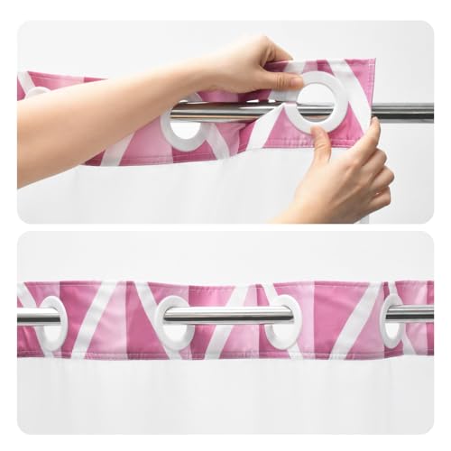 Yiatn No Hook Pale Mauve Shower Curtain with Snap in Fabric Liner Set - Hotel Style with See Through Mesh Top Window, Modern Geometric Waterdrop Design,Waterproof and Washable, 71x74 INCH - color: Pale Mauve, size: 71"W x 74"L (Pack of 1)