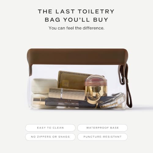 Cadence Parcel - Clear Travel Kit with Zipperless Magnetic Closure - Chestnut, Small - Durable, Leak-Resistant and TSA Approved Toiletry Bag - Modular Organization - Recycled TPU (.5 Qt) - color: Chestnut, size: Small