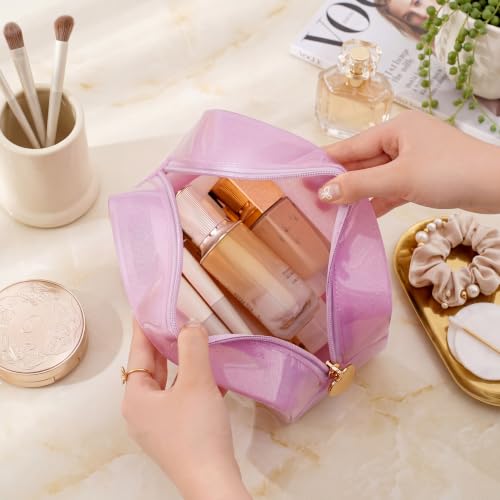 PVC Jelly Travel Makeup Bag,Waterproof Cosmetic Bag/Case with Zipper, Toiletry SPF Bag for Sunscreen, Skincare, and Daily Essentials (08Small Silver) - color: 08Small Silver