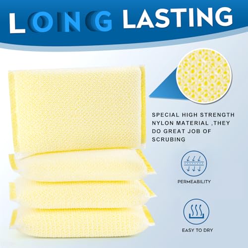 All-Purpose Non Scratch Sponges，Sponges Kitchen for Washing and Cleaning Dishes, Non-Stick Cookware,Premium Scrub and Scrubbers，Cleaning of Kitchen, Bathroom,and Household,12Pad