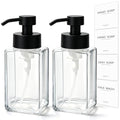 Foaming Soap Dispenser, 12oz/350ml Glass Foaming Hand Soap Dispenser Set, 2Pcs Refillable Foam Soap Dispenser With Foaming Pump, Labels, Square Foam Soap Hand Dispenser For Bathroom, Kitchen - color: Clear Bottle
