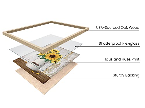 HAUS AND HUES Flower Wall Decor - Set of 4 Floral Wall Art, Framed Flower Paintings, Floral Pictures, Frameable Botanical Posters (8x10, Beige Frame) - color: Farmhouse Bouquets, size: 8x10, style: Beige Framed