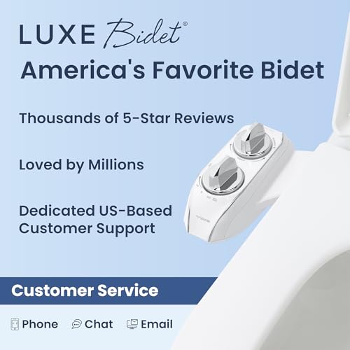 LUXE Bidet NEO 185 Plus - Dual Nozzle, Non-Electric Bidet Attachment for Toilet Seat, Patented Slide-In Install, 360° Self-Clean, EZ-Lift to Clean, Feminine & Rear Wash (Chrome) - color: Chrome