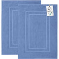 Feather & Stitch 2 Piece Towel Like Bath Mats (30x21 Inch) 100% Cotton Terry Bath Mats, Bathroom Shower Floor Mats [NOT A Bathroom Rug], Soft Absorbent Washable Mats - Faded Denim - color: Faded Denim