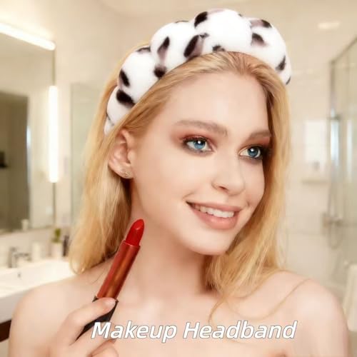 7 Pcs Spa Set, Facial Headband and Wristband Set, Skincare Accessories, College Style Girl Idea Gifts, Hair Accessories for Women and Girls （Beige Leopard ） - color: Beige Leopard