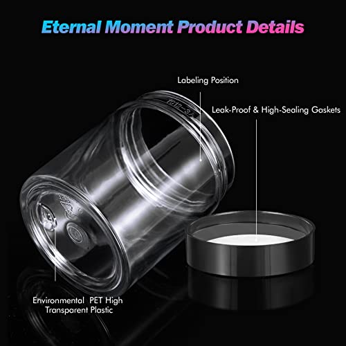 Eternal Moment 36 Pack 3 OZ Plastic Jars Round Clear Cosmetic Container Jars with Lids, Perfect for Lotion, Cream, Ointments, Makeup, Eye Shadow, Rhinestone, Samples, Pot, Travel Storage - color: Black Lid, size: 3 Ounce