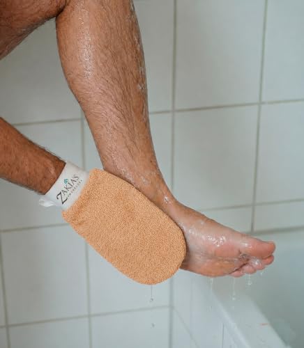 Original Kessa Exfoliating Glove - Salmon Beige - Microdermabrasion Exfoliating Mitts, Removes unwanted dead skin, dirt and grime and Keratosis Pilaris. Great for spray tan removal. 1 unit | Microdermabrasion, Removes dead skin, dirt and grime, spray tan