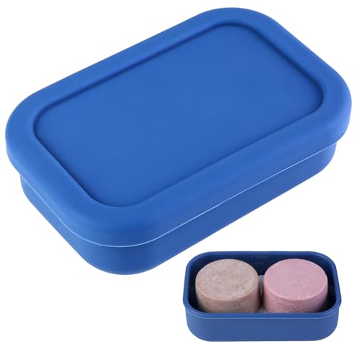 Silicone Travel Soap Bar Holder, Leak Proof Soap Case with Draining Layer, Portable Travel Soap Container for Shampoo & Conditioner Bar, Ideal for Bathroom, Gym, Camping (Blue) | Slip-Resistant Portable Bar Soap Holder for Shower Bathroom Gym Camping(Blue