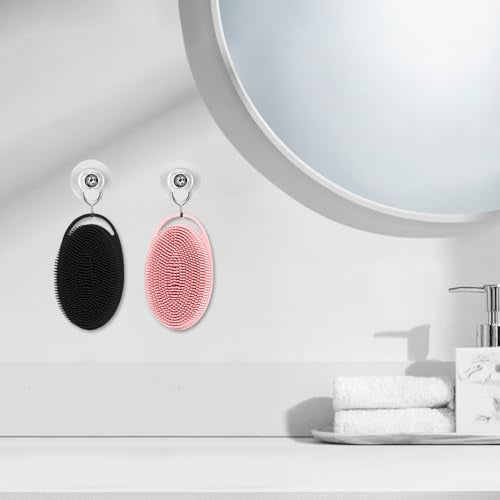 2 Pack Silicone Body Scrubber with Loofah Exfoliating Soft Body Shower Scrubber for Skin, 2 in 1 Bath and Shampoo Wash Brush for Skin Exfoliation Men Women (Black&Pink) - size: Black&Pink