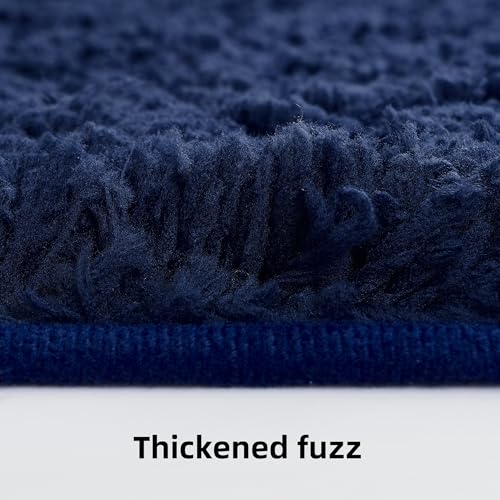 3 Pieces Luxury Bathroom Rug Set with U-Shaped Toilet Rug, Non-Slip Rubber Bottom, Thick Microfiber Fluffy Plush, Water absorption, Quick Dry, Ultra Soft, Bath Mats for Bathroom, Tub(Navy Blue) - color: Navy Blue