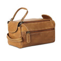 KomalC Premium Buffalo Leather Toiletry Bag for Men & Women With Water resistant Lining, Grooming Travel Pouch, Unisex Wash Bag for Toiletries, Gifts for Men and Women - color: Distressed Yellow Tan