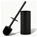 Toilet Brush and Holder Set, NEWRAIN 304 Stainless Steel Toilet Brush with Long Brush Handle, Matte Black Toilet Scrubber and Covered Holder, Round Design Sturdy and Space Saving, Covered Brush - color: Matte Black