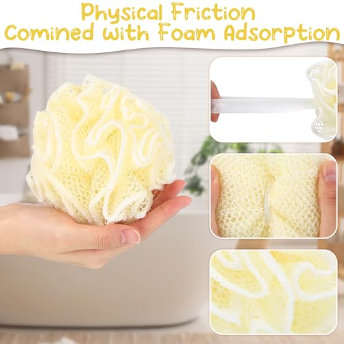 6 Pcs Exfoliating Washcloth and Loofah Sponge Set, Dual-Sided Cleaning Washcloth, Mini Mesh Shower Pouf Balls 35g for Women Bath Body Face Shower