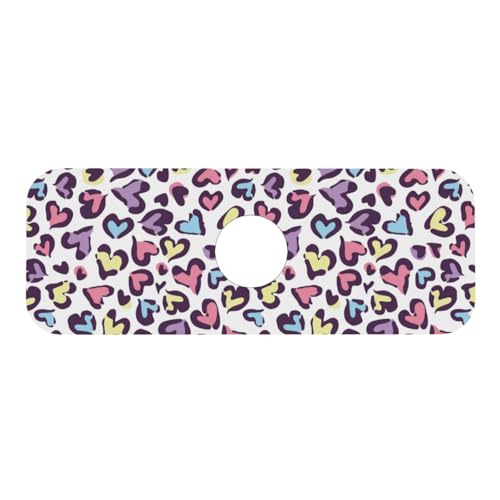 Heart Leopard Colorful 15" X 5.5" Kitchen Sink Splash Guard Faucet Faucet Guard Draining Mat Sink Splash Guard Faucet Kitchen Bathroom - color: Heart Leopard Colorful
