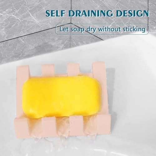 Soap Dish Holder for Shower with Suction Cup, Silicone Soap Holder & Saver Self-Draining Bar Soap Dish Keeps Soap Dry for Bathroom, Kitchen, Bathtub, Extends Soap Life (Pink-1Pack) - color: Pink - 1 Pack