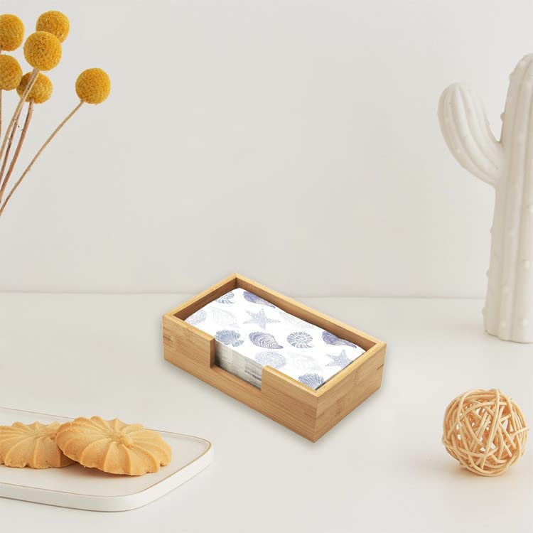 Bamboo Napkin Holder Rectangular, 9.5" x 5.5" x 2.5", Wood Guest Towel Tray, Wooden Paper Towels Holder for Kitchen/Bathroom Countertop - size: 9.5" x 5.5" x 2.5"