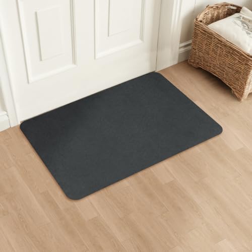 Ultra-Thin Indoor Doormat 20x32 Inch-Low Profile Non-Slip Entryway Mat,Washable Absorbent Floor Mat with Dirt-Resistant Design for Front Door,Kitchen,Hallway,Dark Grey - color: Darkgrey, size: 1'8" x 2'8" (Rectangular)
