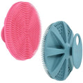 INNERNEED Food-Grade Soft Silicone Body Scrubber Shower Brush Handheld Cleansing Skin Brush, Gentle Exfoliating and Lather Well (Dark Green+Pink) - color: (Set) Dark Green+pink