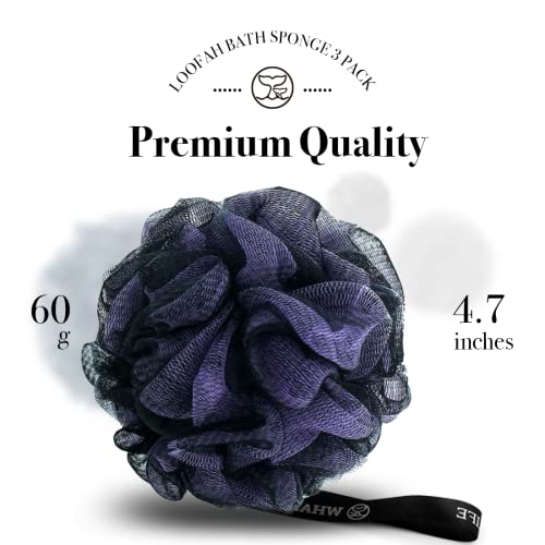 Loofah Sponge Bath Sponge for Women Men 4 Pack (Purple Blue Red Green) - style: Purple Blue Red Green