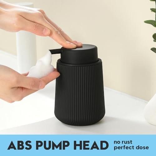 YAUKPH Striped Foaming Hand Soap Dispenser with Leak-Proof Pump for Bathroom and Kitchen Countertop 11oz Black - color: Black, size: Foaming Dispenser