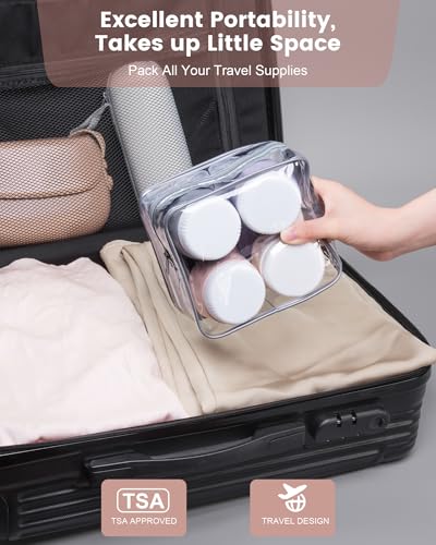 Mrsdry Travel Size Toiletries 8 Pack, TSA Approved 3oz Silicone Squeeze Bottles & Cream Jars with Clear Travel Bag - color: Red Rock, size: 3oz bottle 3oz jar