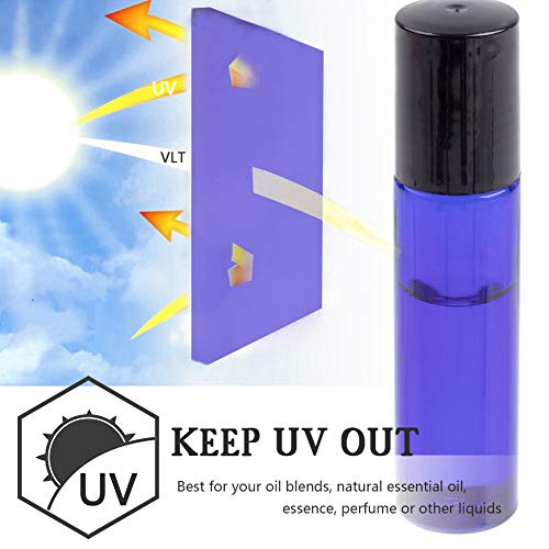 6Pcs 10ml Essential Oil Roller Bottles, with Stainless Steel Roller Balls, 10ml Blue Glass Roll on Bottles for Essential Oils, 1 Extra Roller Ball, 6 Labels, 1 Openers, 2 Droppers Included - color: Blue